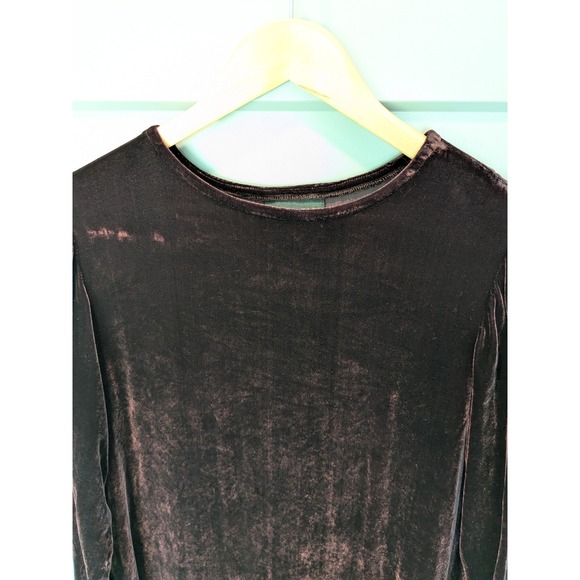 Eileen Fisher‎ Velvet Midi Dress Rayon Silk Blend Long Sleeve Plum Petite (MINT) - Picture 2 of 8